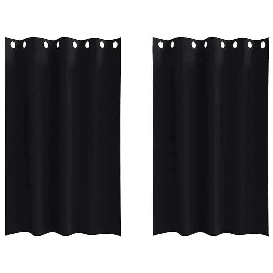 Rideaux occultants avec anneaux 2 pcs Noir 175 x 140 cm - 2