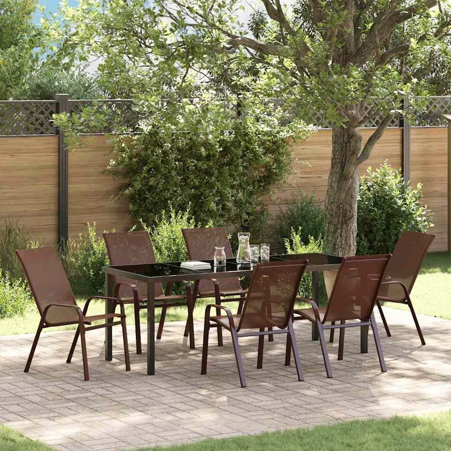 Ensemble de salle à manger pour jardin 7 pcs Marron et Noir