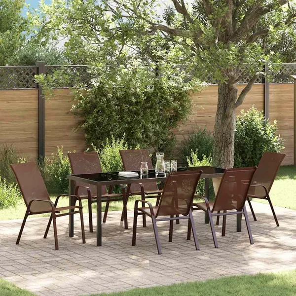 Ensemble de salle à manger pour jardin 7 pcs Marron et Noir