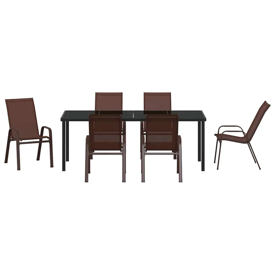 Ensemble de salle à manger pour jardin 7 pcs Marron et Noir - 7