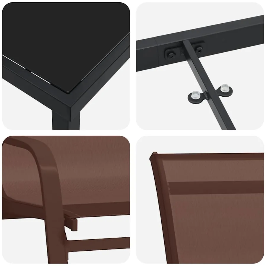 Ensemble de salle à manger pour jardin 7 pcs Marron et Noir - 9