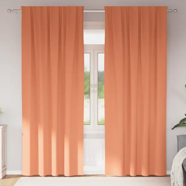 Rideaux occultants avec anneaux 2 pcs Couleur terre cuite
