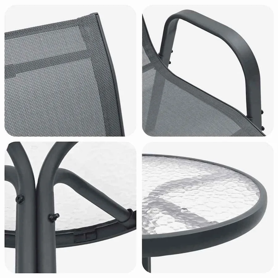 Ensemble bistro de jardin 3 pcs Gris Acier - 9