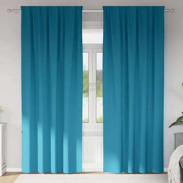 Rideaux occultants avec anneaux 2 pcs Turquoise 225 x 140 cm