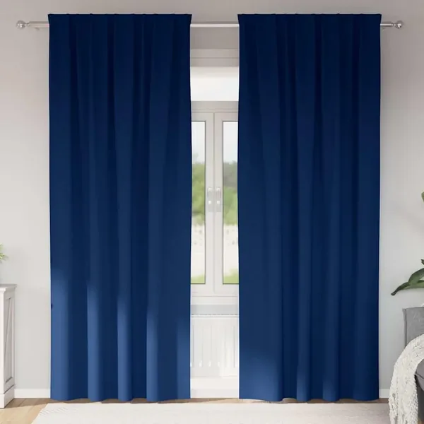 Rideaux occultants avec anneaux 2 pcs Bleu foncé 225 x 140 cm