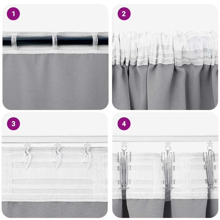 Rideaux occultants avec anneaux 2 pcs Gris clair 245 x 140 cm - 7