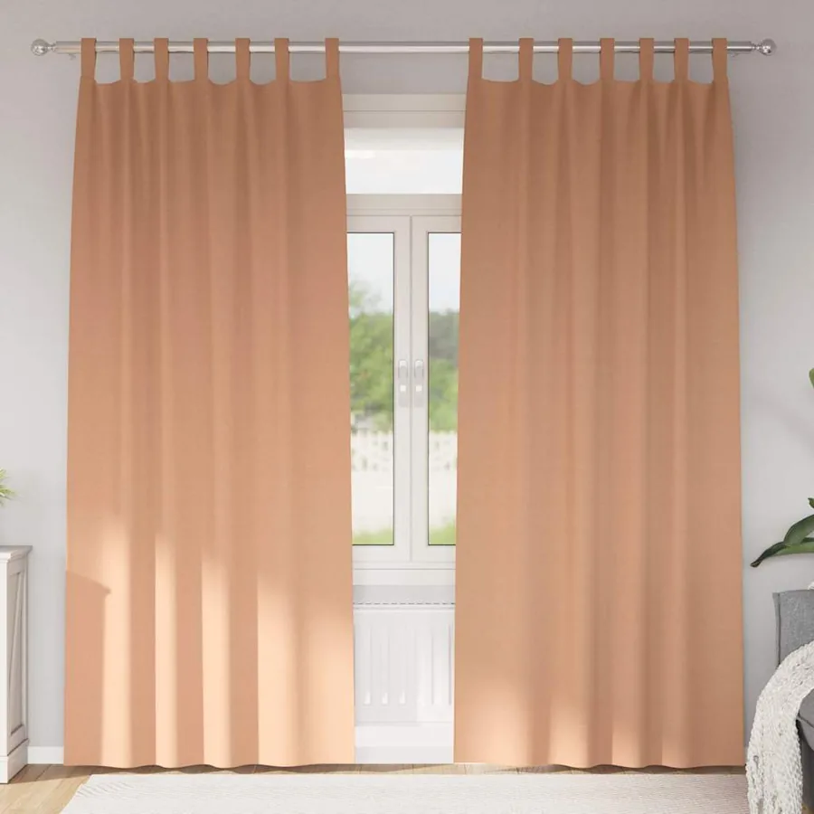 Rideaux occultants avec anneaux 2 pcs Marron Clair 245 x 140 cm