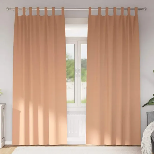 Rideaux occultants avec anneaux 2 pcs Marron Clair 245 x 140 cm