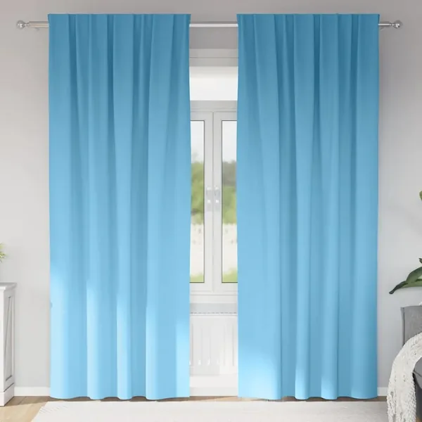 Rideaux occultants avec anneaux 2 pcs Bleu clair 225 x 140 cm