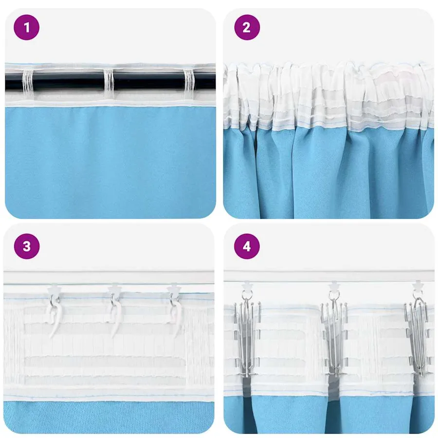Rideaux occultants avec anneaux 2 pcs Bleu clair 260 x 140 cm - 7