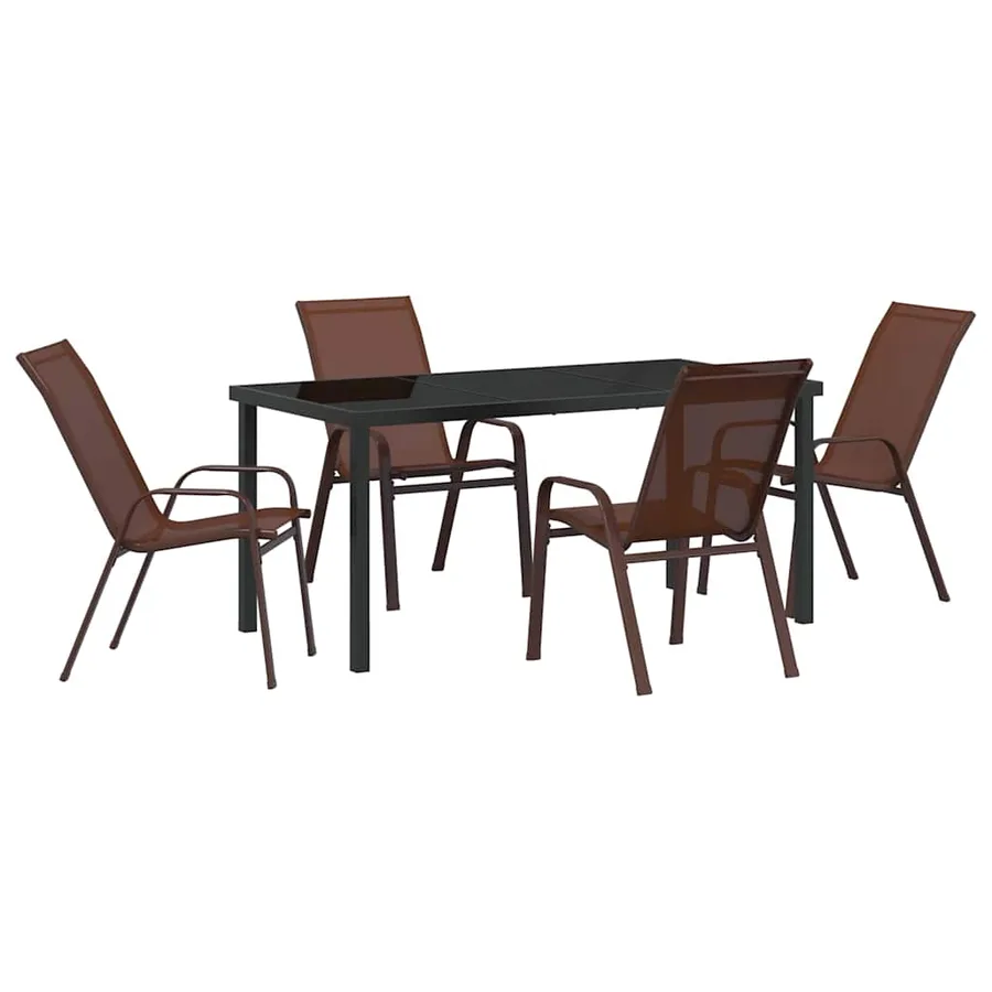 Ensemble de salle à manger pour jardin 5 pcs Marron et Noir - 2