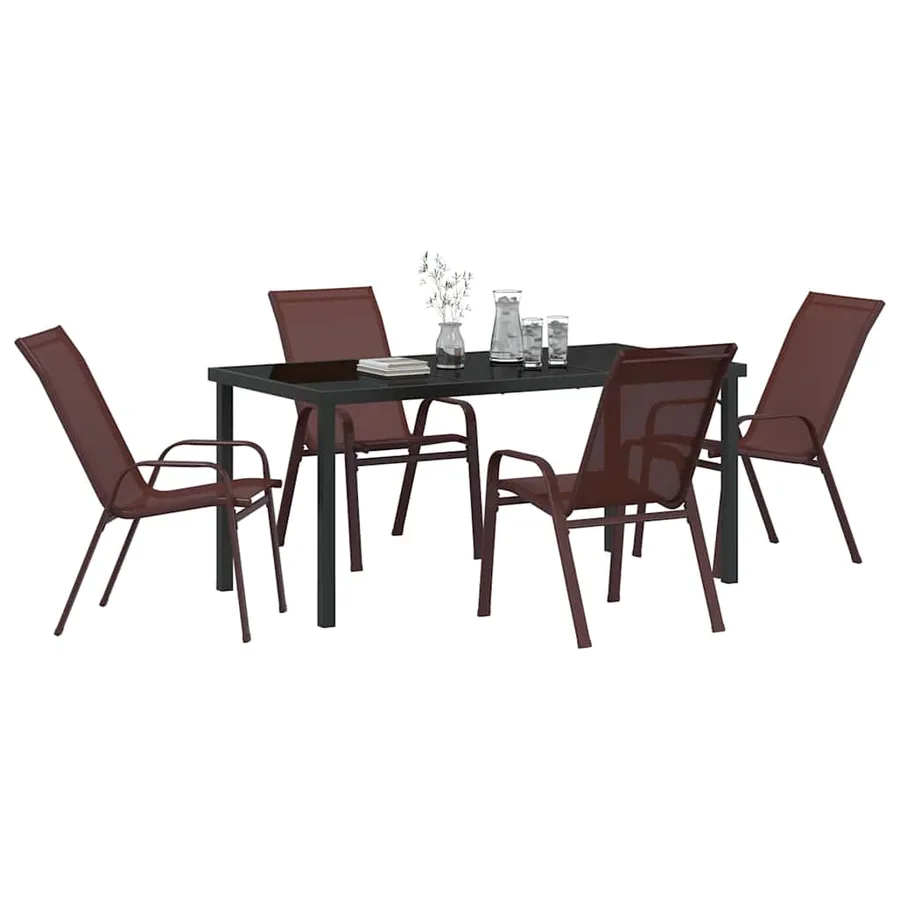 Ensemble de salle à manger pour jardin 5 pcs Marron et Noir - 3