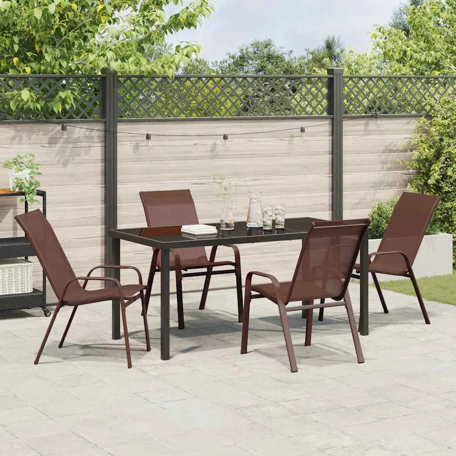 Ensemble de salle à manger pour jardin 5 pcs Marron et Noir - 4
