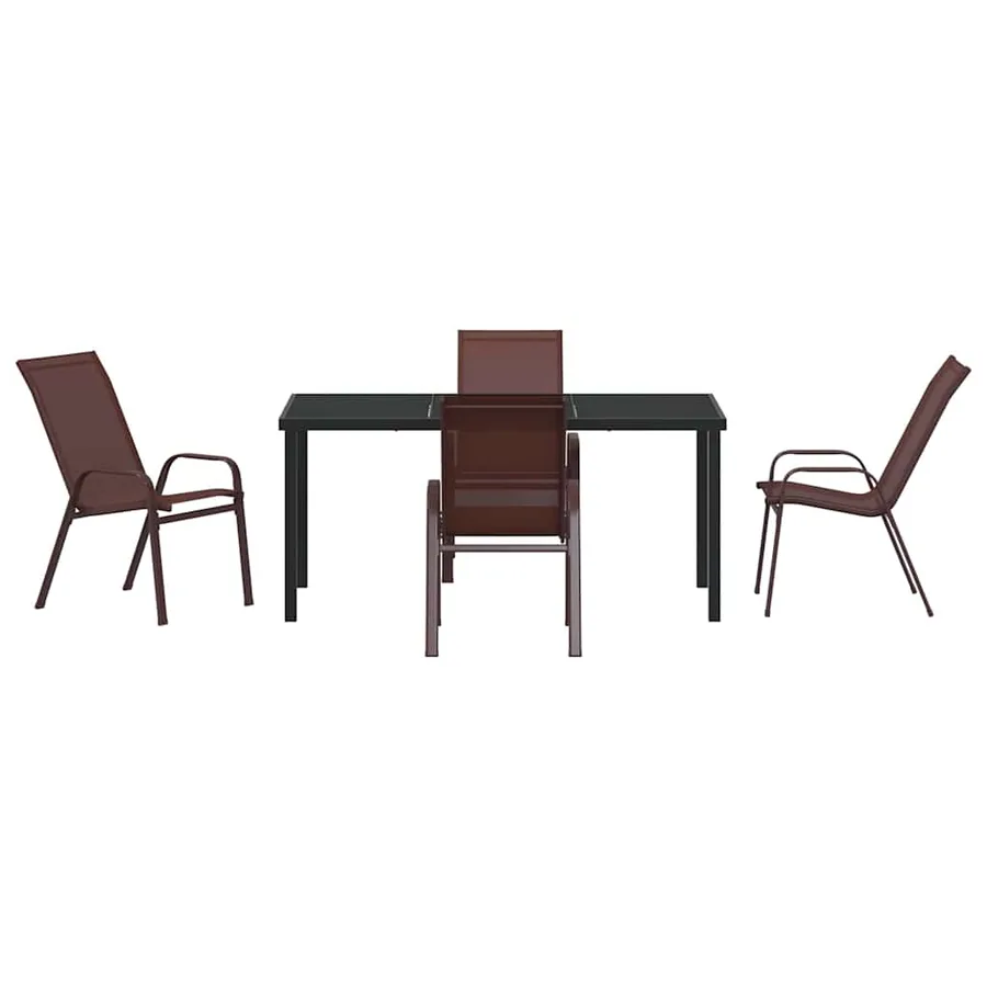Ensemble de salle à manger pour jardin 5 pcs Marron et Noir - 7