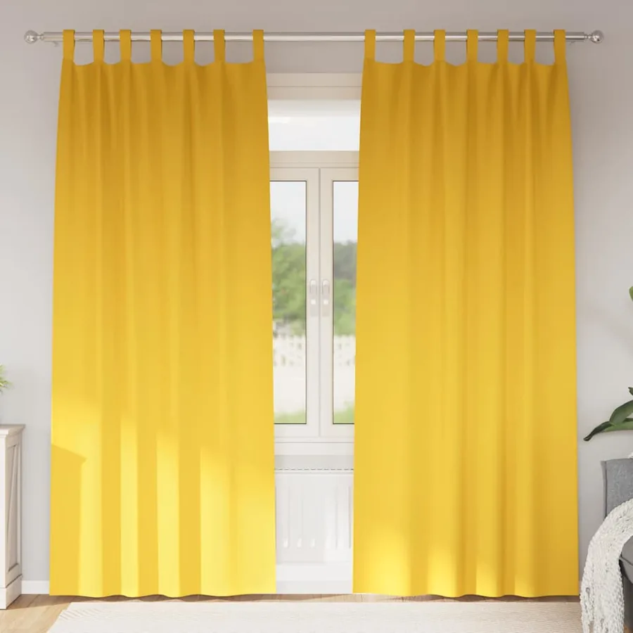 Rideaux occultants avec anneaux 2 pcs Jaune moutarde