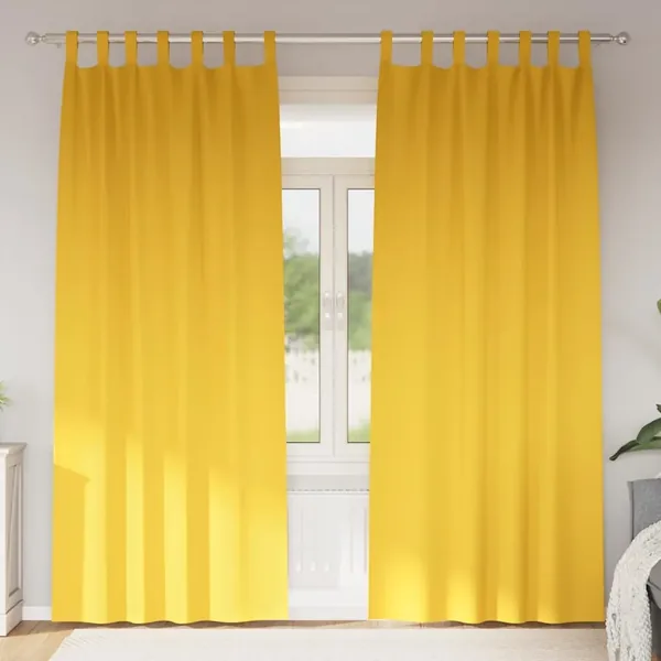 Rideaux occultants avec anneaux 2 pcs Jaune moutarde