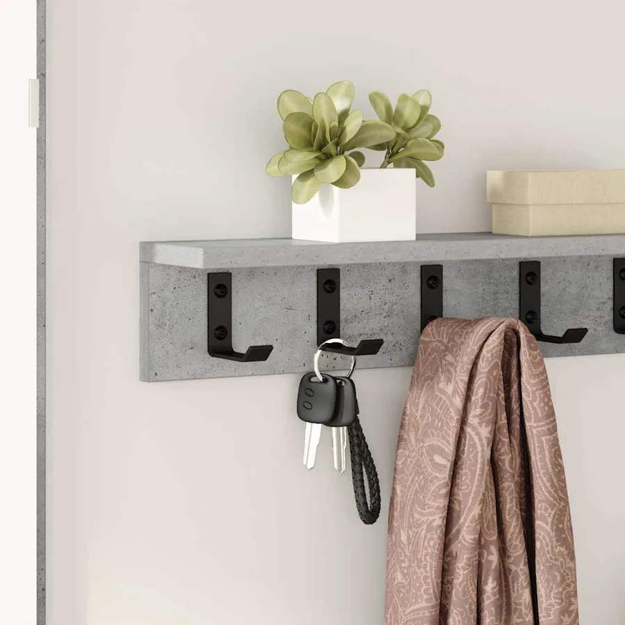 Porte-manteau mural Gris béton 60 x 10,5 x 10,5 cm - 4