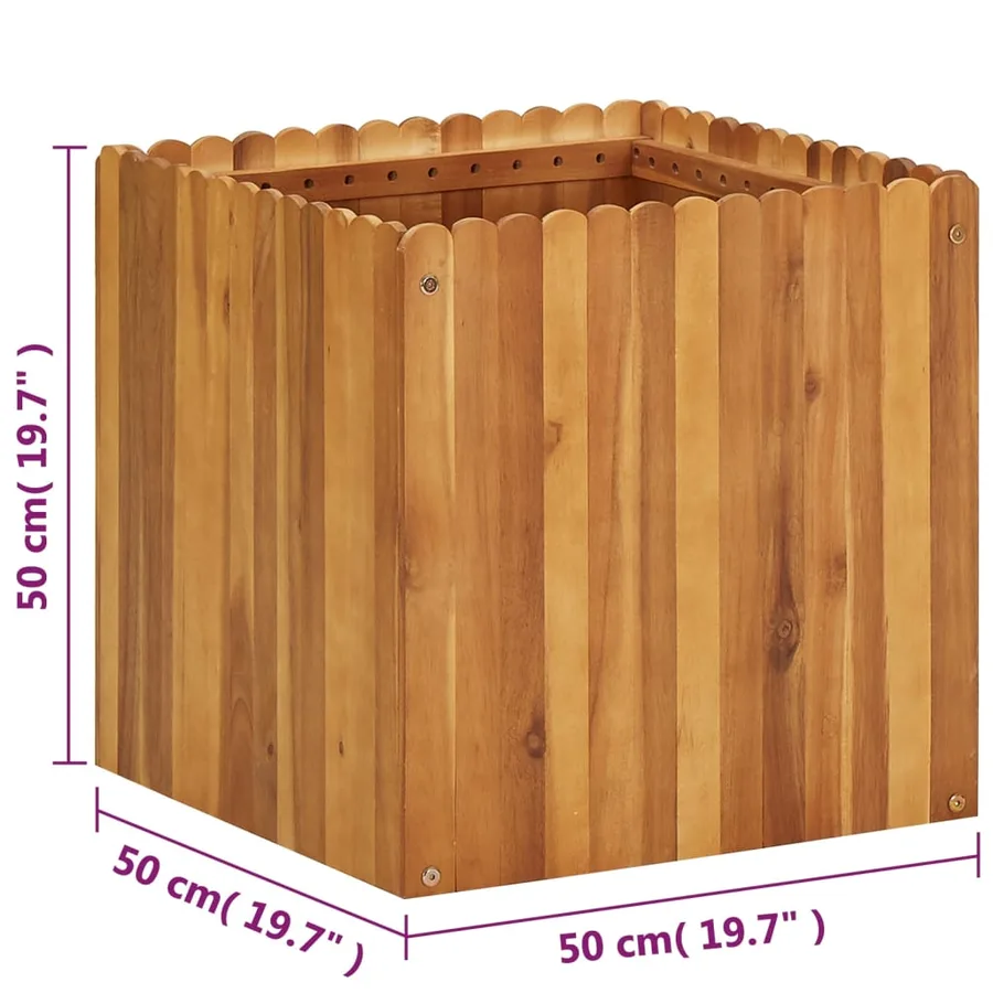 Lit surélevé de jardin 50x50x50 cm Bois massif d'acacia - 5
