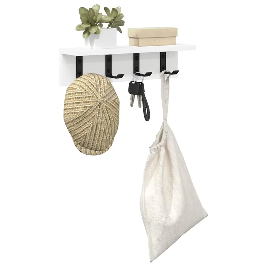 Porte-manteau mural Blanc 40 x 10,5 x 10,5 cm Bois d'ingénierie - 3