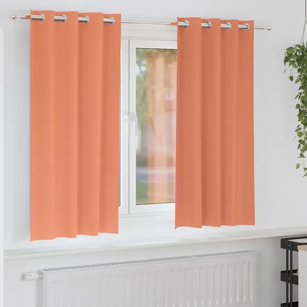 Rideaux occultants avec anneaux 2 pcs Couleur terre cuite