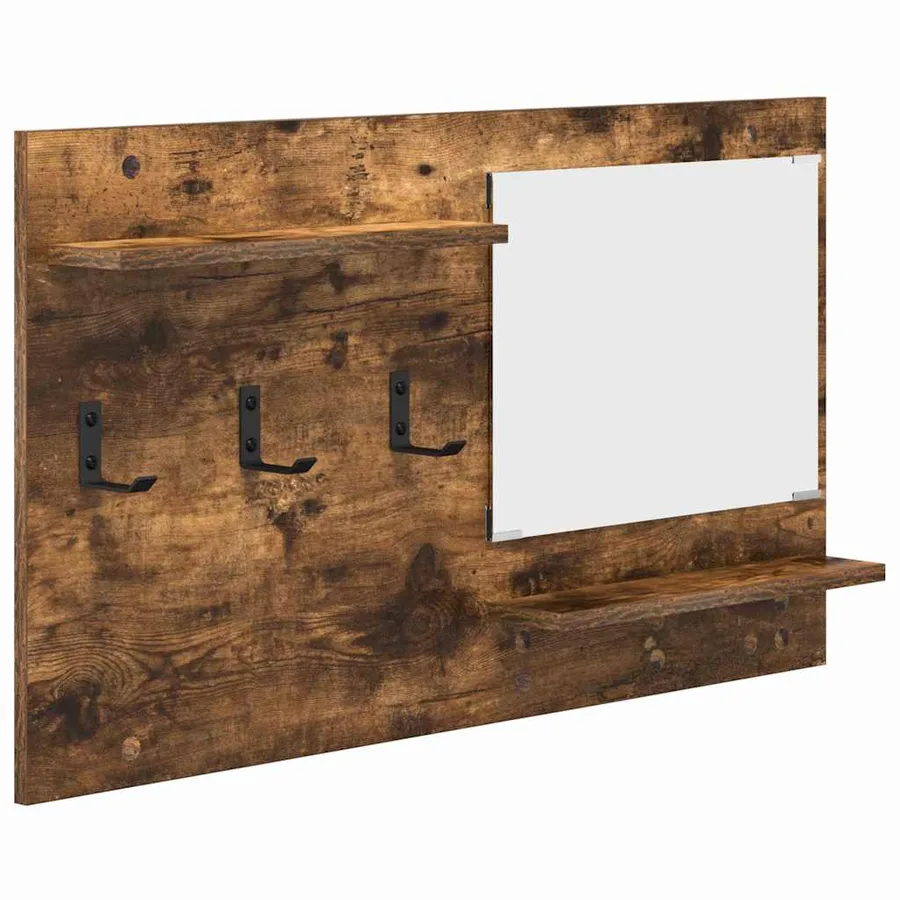 Porte-manteau mural avec étagère Chêne fumé 90 x 10 x 50 cm - 2