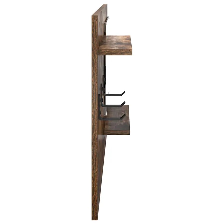 Porte-manteau mural avec étagère Chêne fumé 90 x 10 x 50 cm - 6