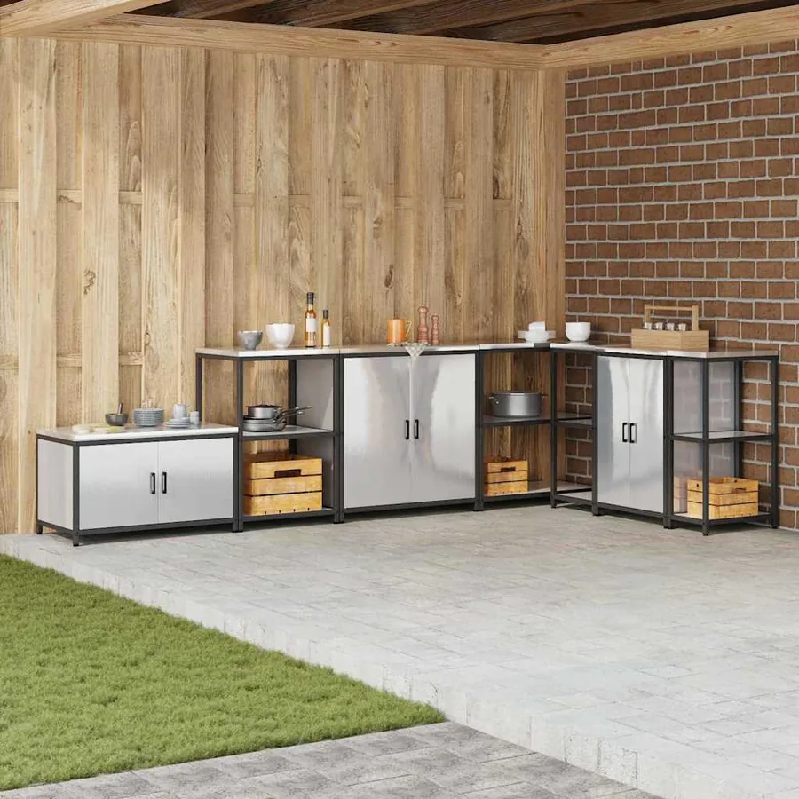 Rangement de cuisine HATTEM Argenté 60 x 50 x 92 cm Acier