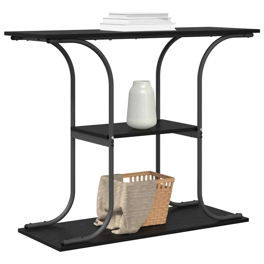 Table console Chêne noir 101 x 35 x 80,5 cm Bois d'ingénierie - 3
