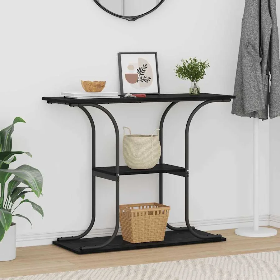 Table console Chêne noir 101 x 35 x 80,5 cm Bois d'ingénierie - 4
