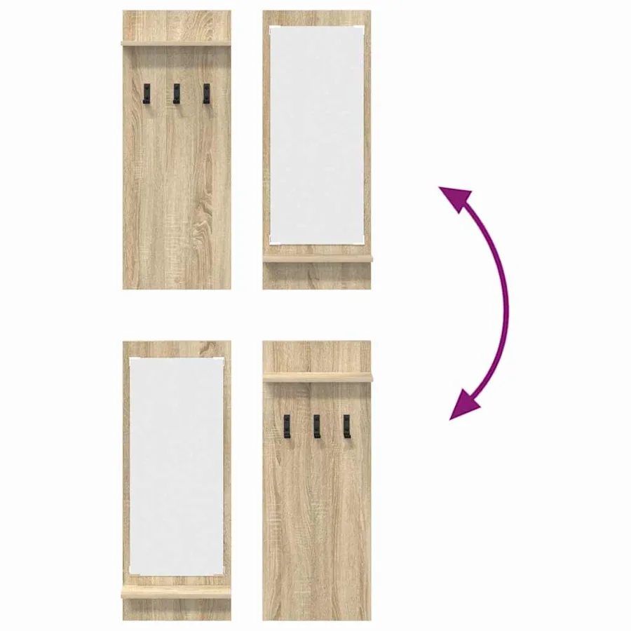 Porte-manteau mural avec étagère Chêne Sonoma 70 x 10 x 90 cm - 10