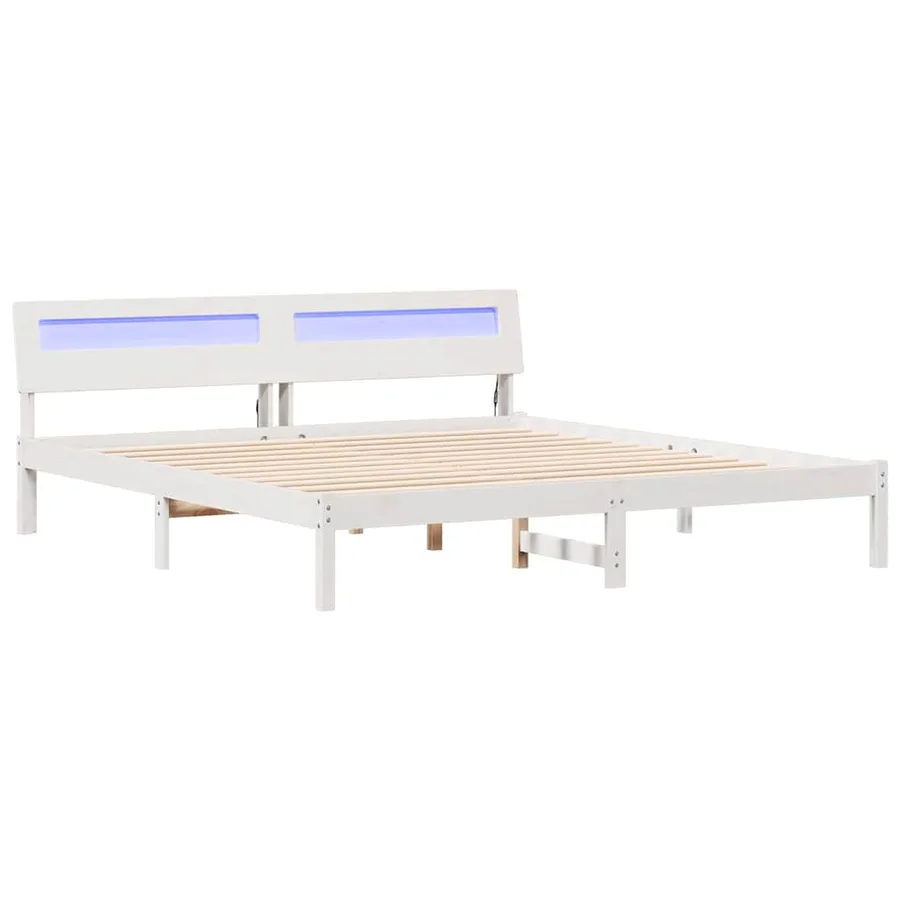 Cadre de lit avec tête de lit Blanc 200 x 200 cm Pin massif - 2