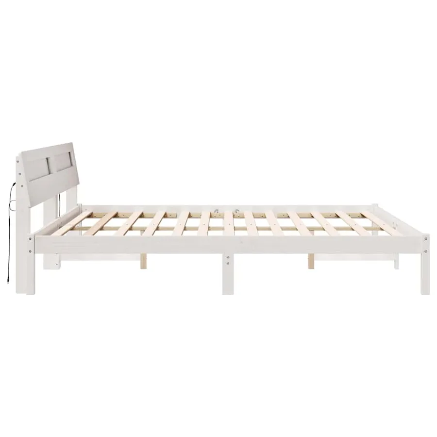 Cadre de lit avec tête de lit Blanc 200 x 200 cm Pin massif - 6