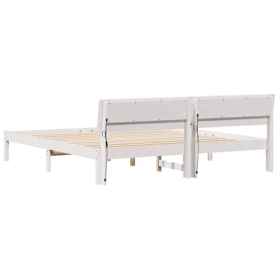 Cadre de lit avec tête de lit Blanc 200 x 200 cm Pin massif - 7