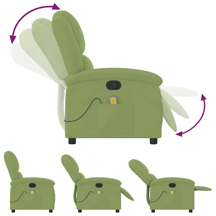 Fauteuil de massage inclinable vert clair velours - 7