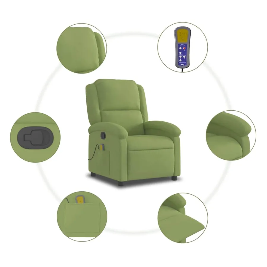 Fauteuil de massage inclinable vert clair velours - 8