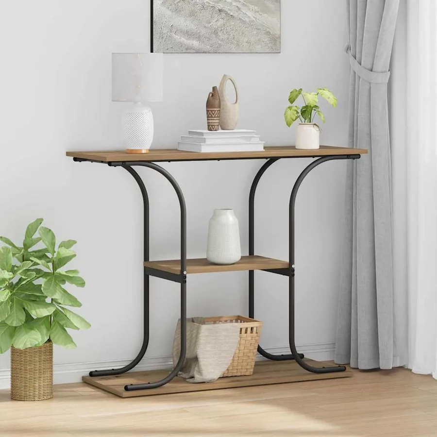 Table console avec étagère Chêne artisanal 101 x 35 x 80,5 cm