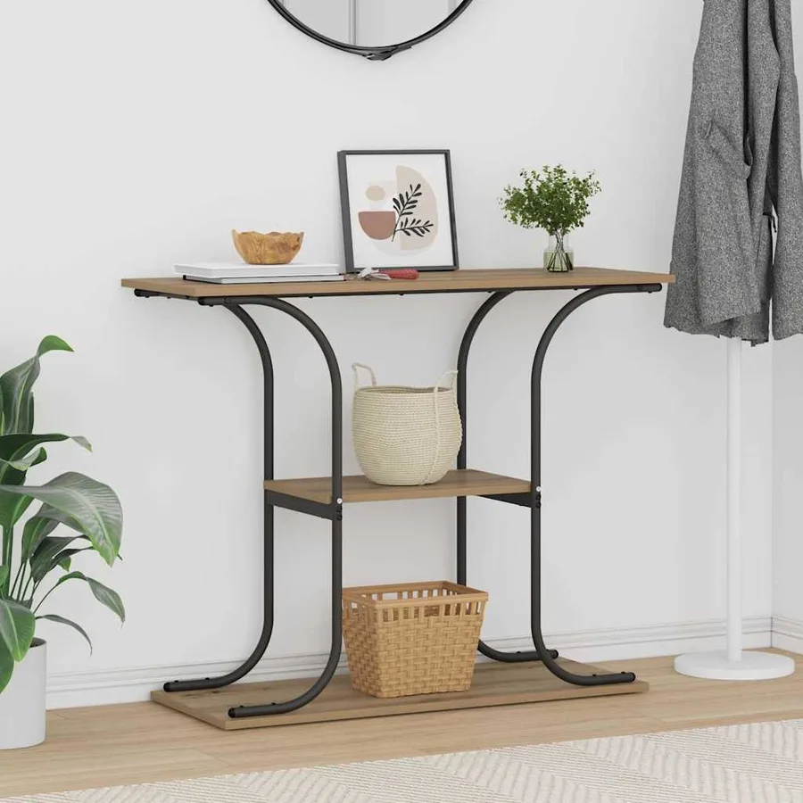 Table console avec étagère Chêne artisanal 101 x 35 x 80,5 cm - 4