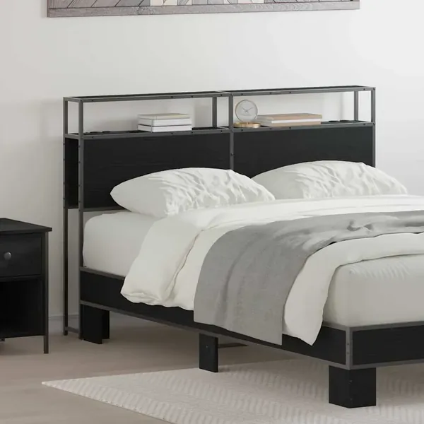 Tête de lit de rangement Chêne noir Bois d'ingénierie