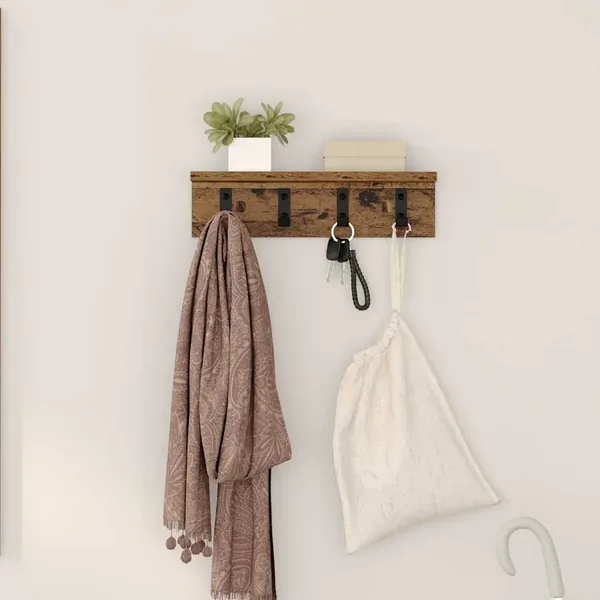 Porte-manteau mural Bois ancien 40 x 10,5 x 10,5 cm