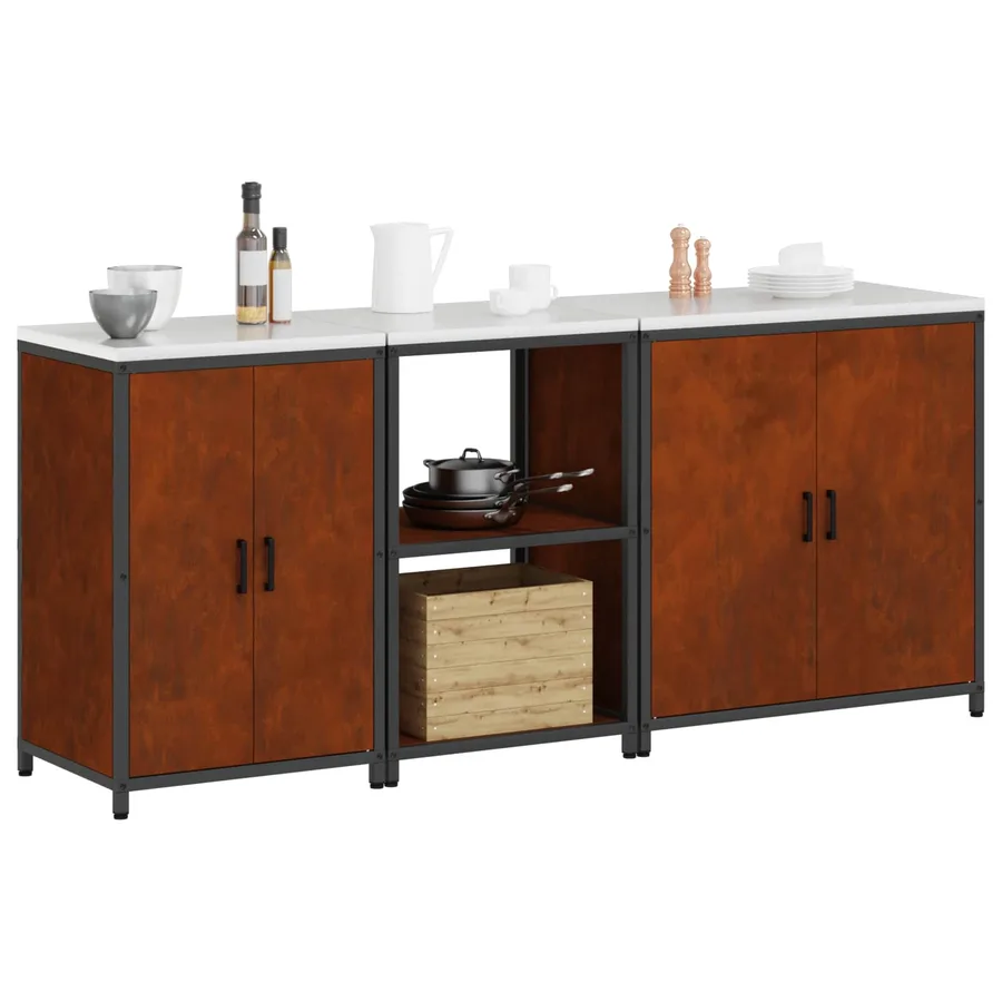 Ensemble de rangement cuisine HATTEM 3 pcs Rouillé Acier - 3