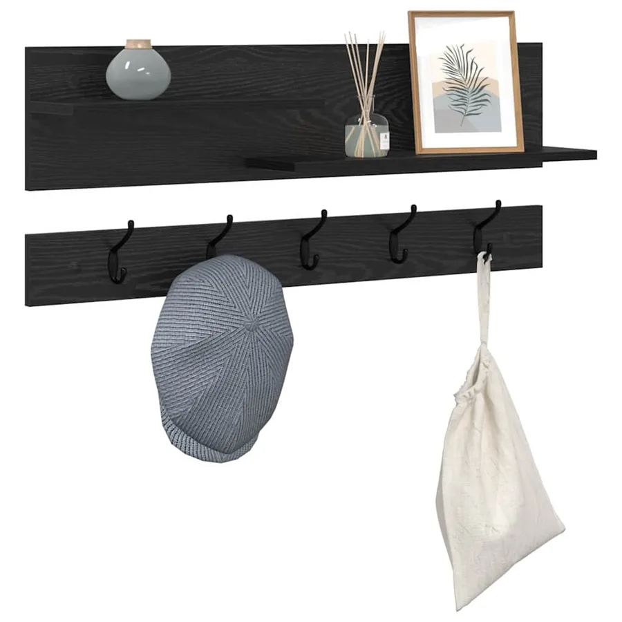 Porte-manteau mural avec étagère Chêne noir 90 x 15 x 36 cm - 3