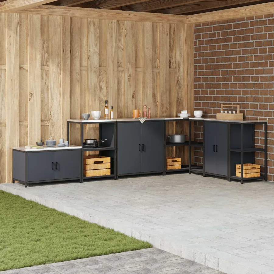 Rangement de cuisine HATTEM Anthracite 90 x 50 x 92 cm Acier