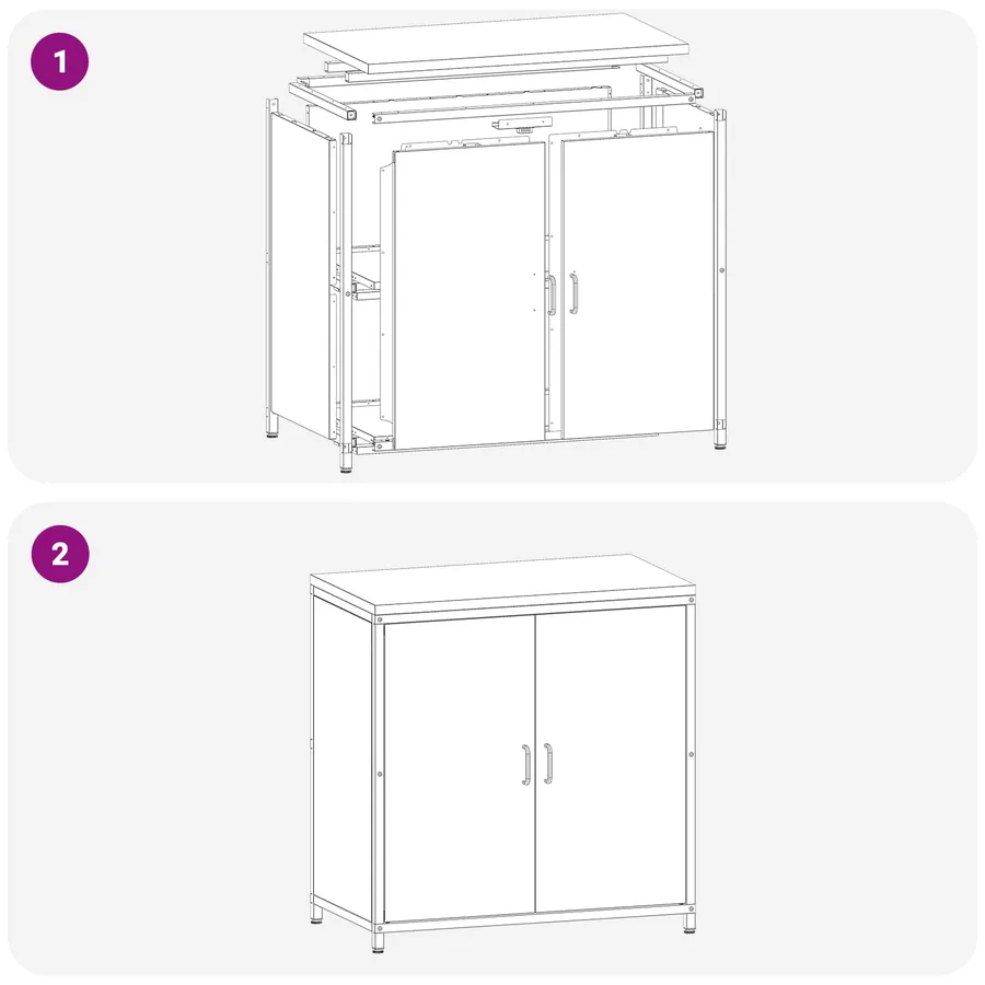 Rangement de cuisine HATTEM Anthracite 90 x 50 x 92 cm Acier - 14