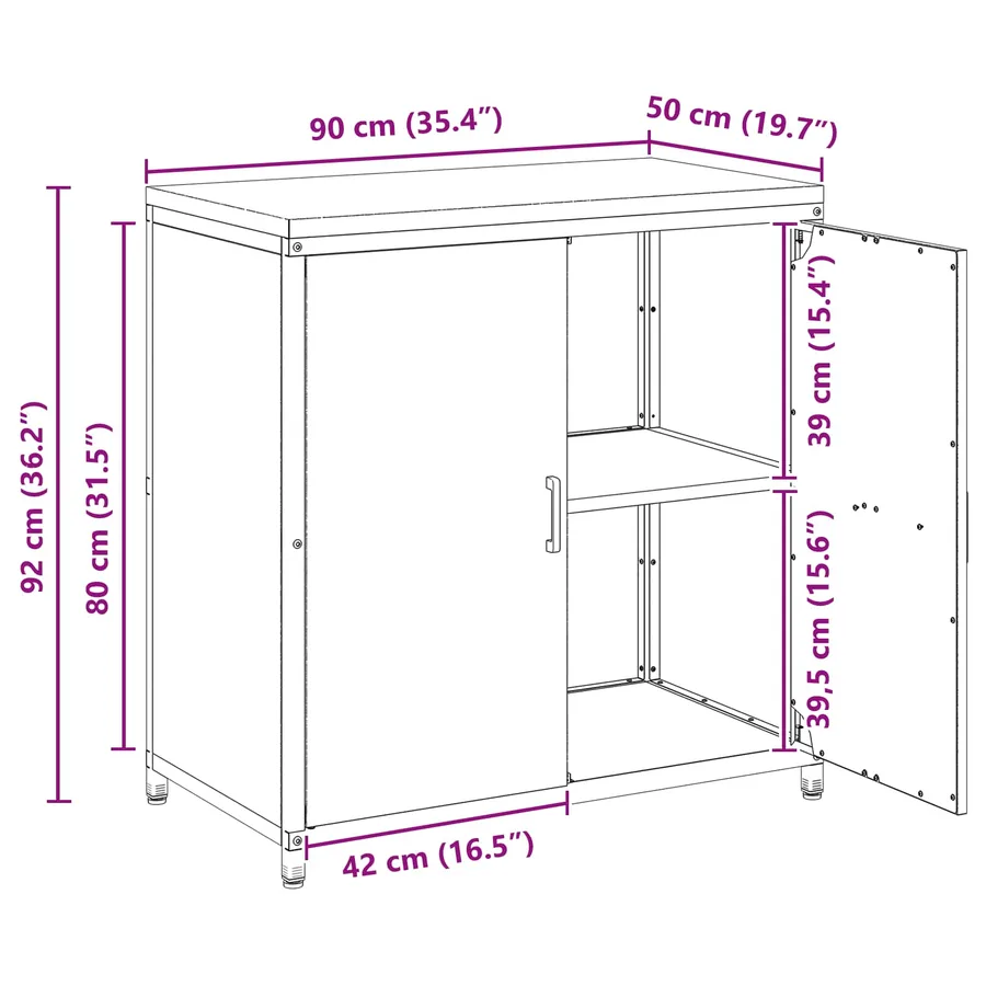 Rangement de cuisine HATTEM Anthracite 90 x 50 x 92 cm Acier - 17