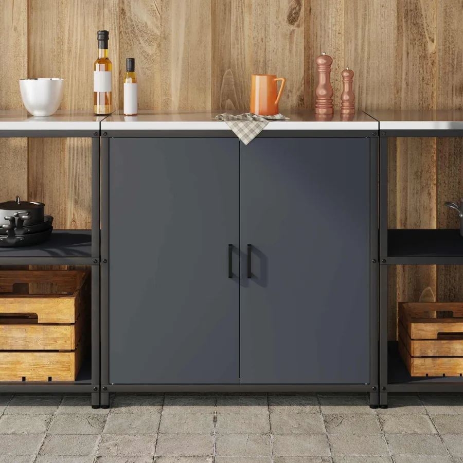 Rangement de cuisine HATTEM Anthracite 90 x 50 x 92 cm Acier - 4