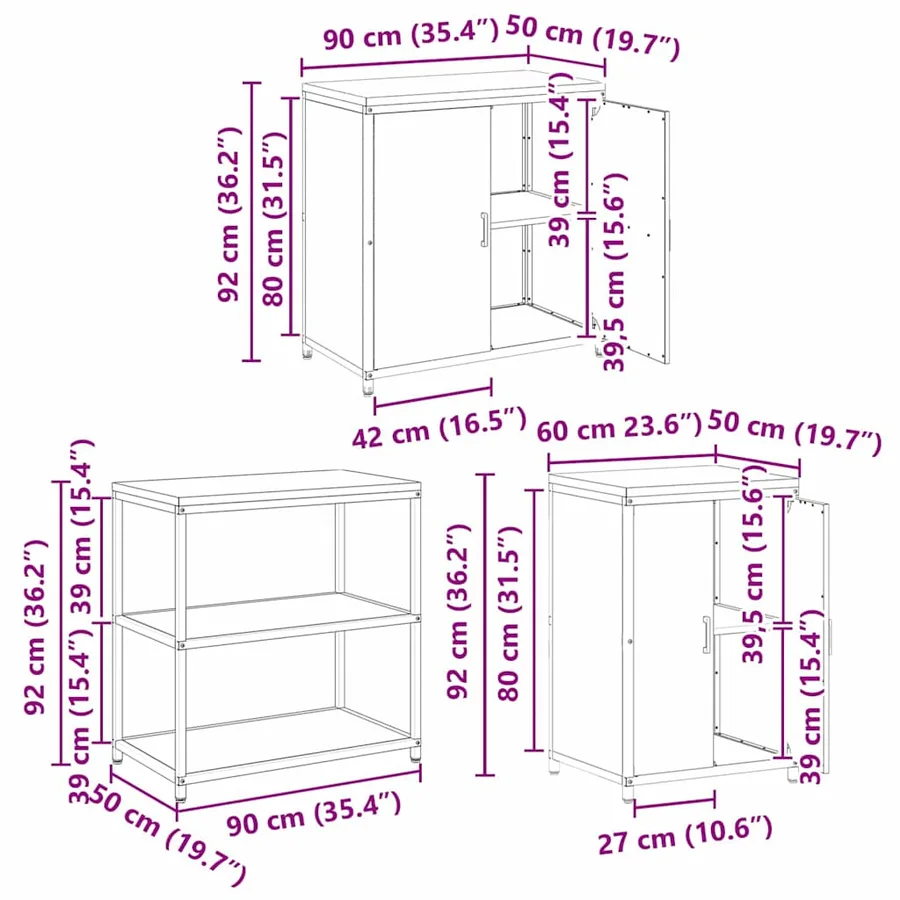 Ensemble de rangement cuisine HATTEM 3 pcs Anthracite - 17