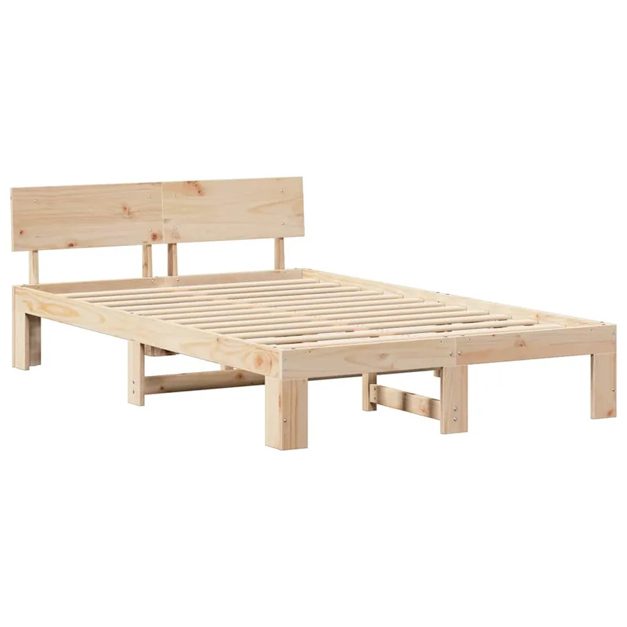Cadre de lit avec tête de lit Naturel 140 x 190 cm Pin massif - 4