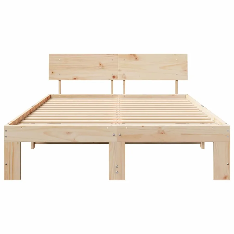 Cadre de lit avec tête de lit Naturel 140 x 190 cm Pin massif - 5