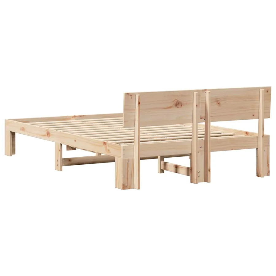 Cadre de lit avec tête de lit Naturel 140 x 190 cm Pin massif - 7