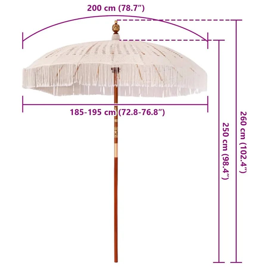 Parasol Macramé Crème 190 x 190 x 260 cm - 8